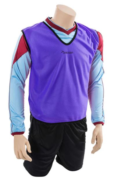 Precision Mesh Training Bib in purple on a mannequin, ideal for team practices and easy player identification.